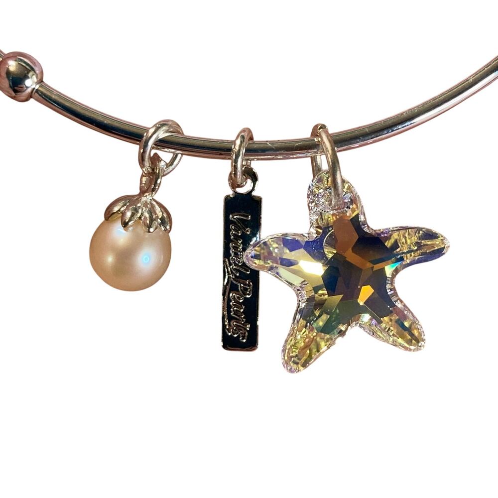 0001 Vantel Pearls Wish Upon a Star Silver Plated Bracelet w/Swarovski Star EUC